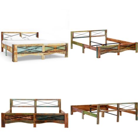 Estructura de cama de madera maciza reciclada 180x200 cm - Estructura de cama - Madera reciclada