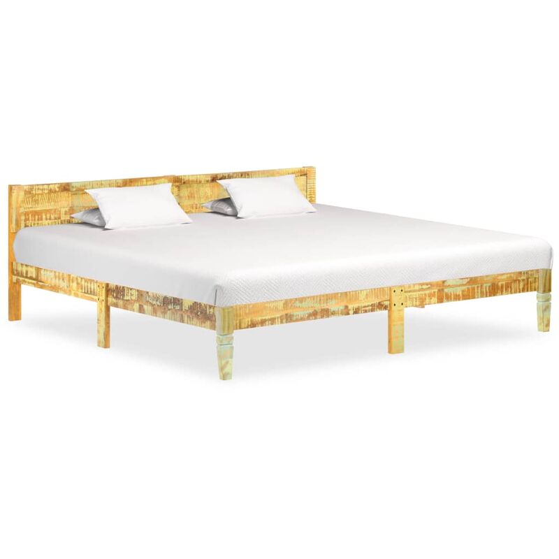 

Estructura de cama de madera maciza reciclada 200x200 cm - Marrón