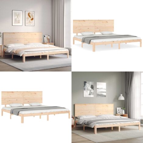 Estructura de cama de matrimonio con cabecero madera maciza - Estructura de cama - Cabecero de cama