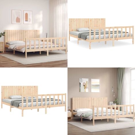 Estructura de cama de matrimonio con cabecero madera maciza - Estructura de cama - Cabecero de cama