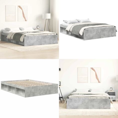 Estructura de cama de matrimonio gris cemento 135x190 cm - Estructura de cama - Cama de invitados