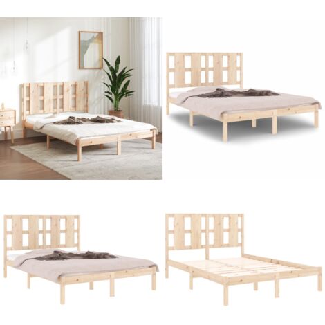Estructura de cama de matrimonio madera maciza 135x190 cm - Estructura de cama - Cama de madera