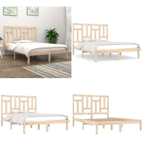 Estructura de cama de matrimonio madera maciza 135x190 cm - Estructura de cama - Cama matrimonio