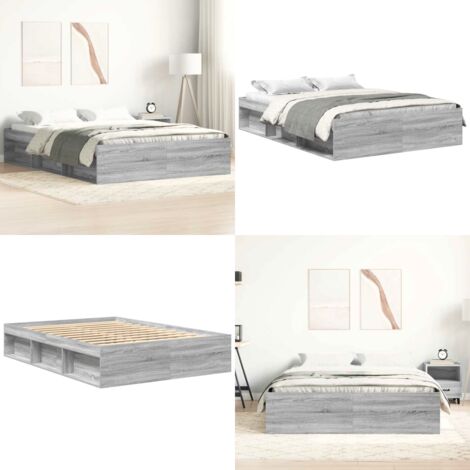 Estructura de cama de matrimonio Sonoma gris 135x190 cm - Estructura de cama - Cama de invitados