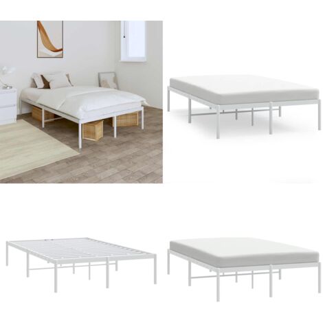 Estructura de cama de metal blanca 120x190 cm - Cama de metal - Cama blanca