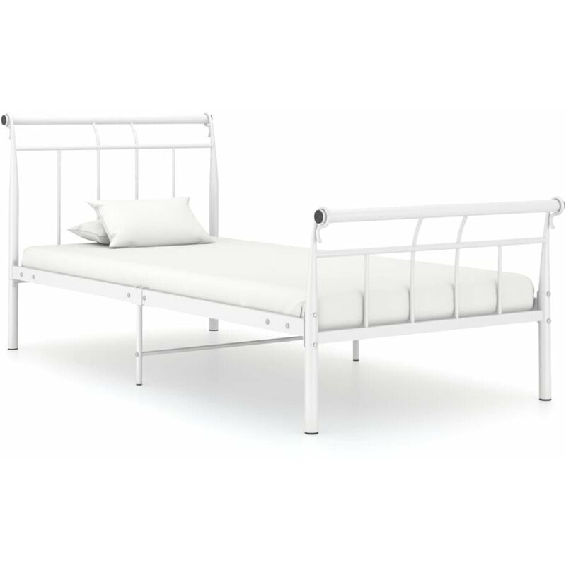 

Estructura de cama de metal blanco 100x200 cm