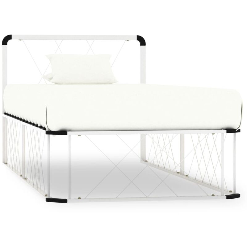 

Estructura de cama de metal blanco 100x200 cm