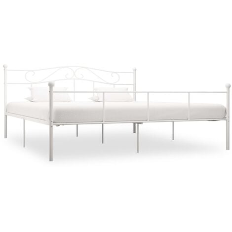 Estructura de cama de metal blanco 200x200 cm - Blanco
