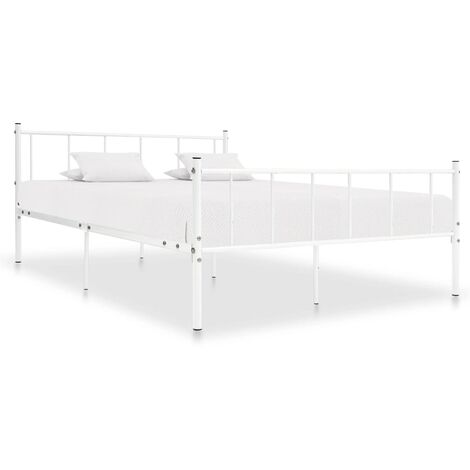 Estructura de cama de metal blanco 200x200 cm - Blanco
