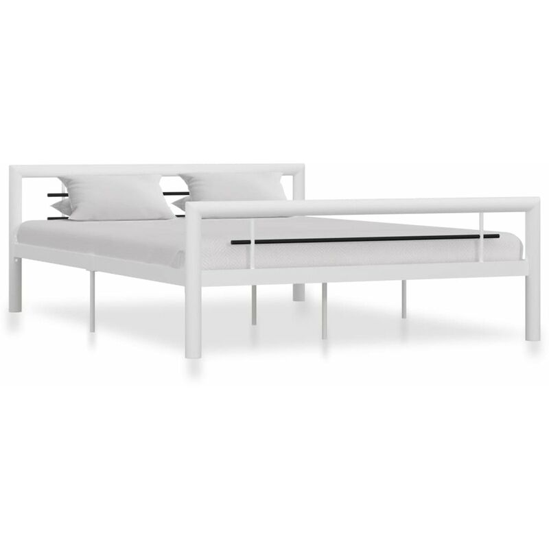 

Estructura de cama de metal blanco y negro 160x200 cm