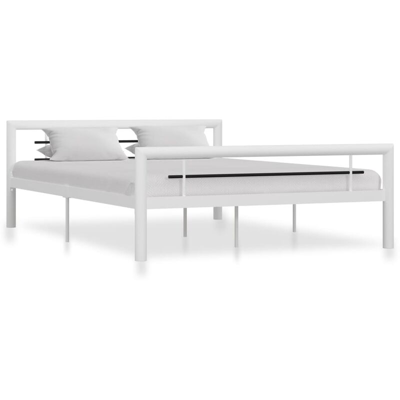 

Estructura de cama de metal blanco y negro 160x200 cm