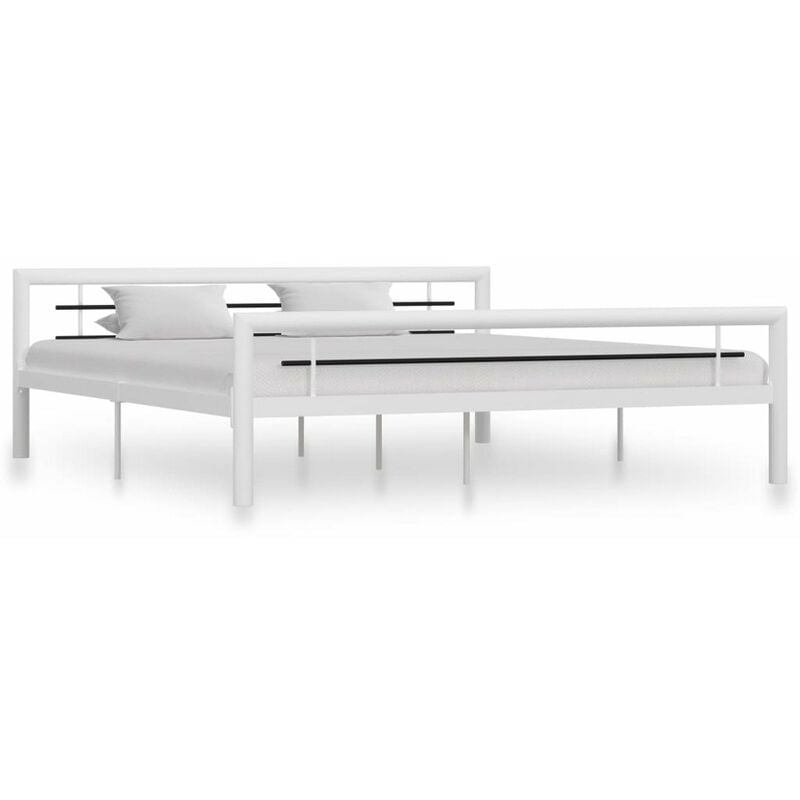 

Estructura de cama de metal blanco y negro 180x200 cm