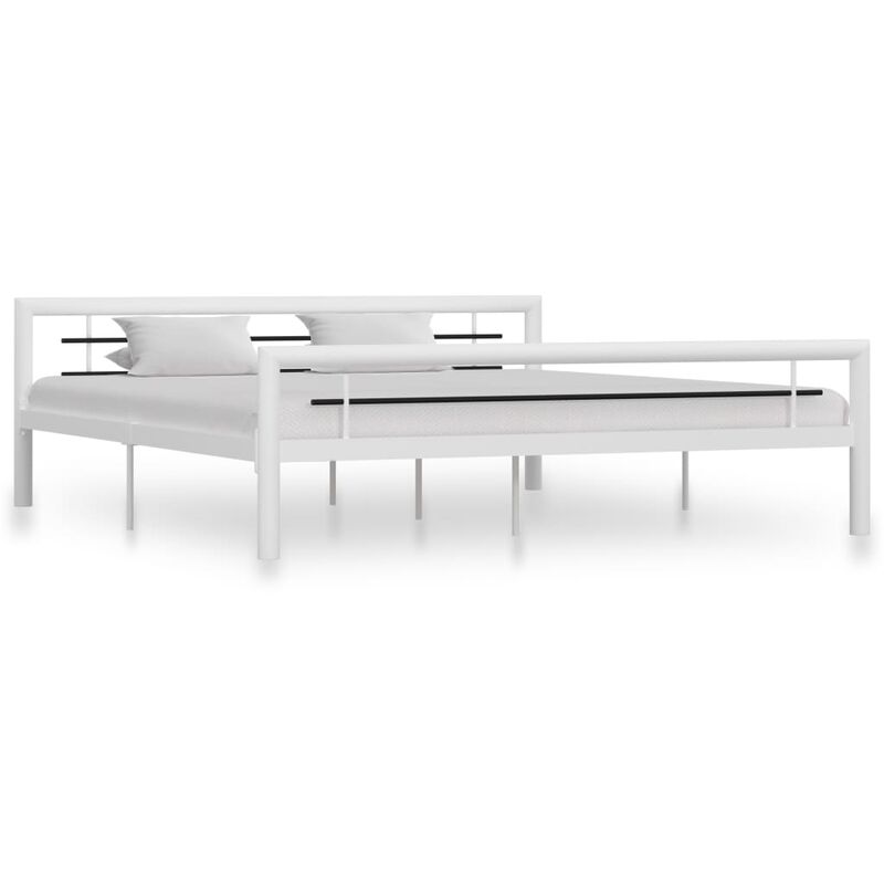 

Estructura de cama de metal blanco y negro 180x200 cm