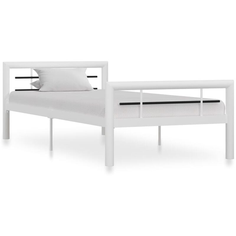 

Estructura de cama de metal blanco y negro 90x200 cm - Blanco