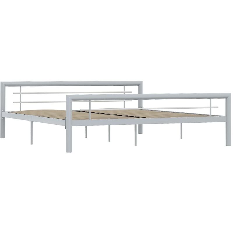 

Estructura de Cama de Metal Gris y Blanco 180x200 cm - Gris - Vidaxl