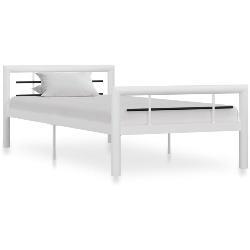

vidaXL Estructura de Cama de Metal Blanco y Negro 90x200 cm - Blanco