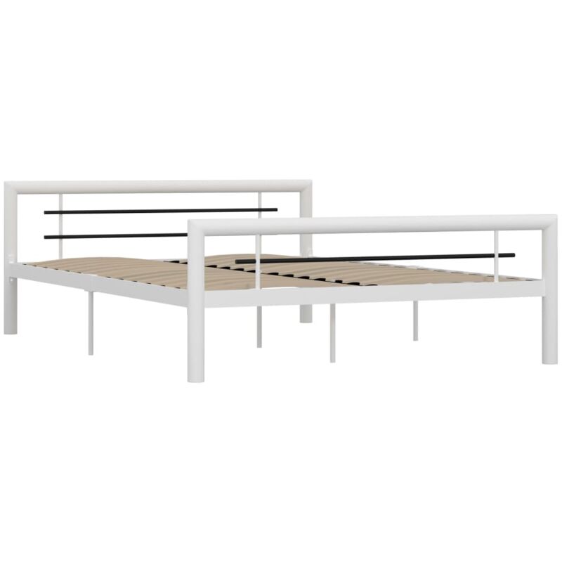 

vidaXL Estructura de Cama de Metal Blanco y Negro 140x200 cm - Blanco