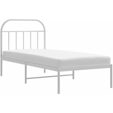 Estructura de cama de metal con cabecero blanca 140x190 cm  