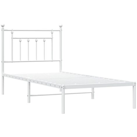 Estructura de cama de metal con cabecero blanco 100x190 cm  