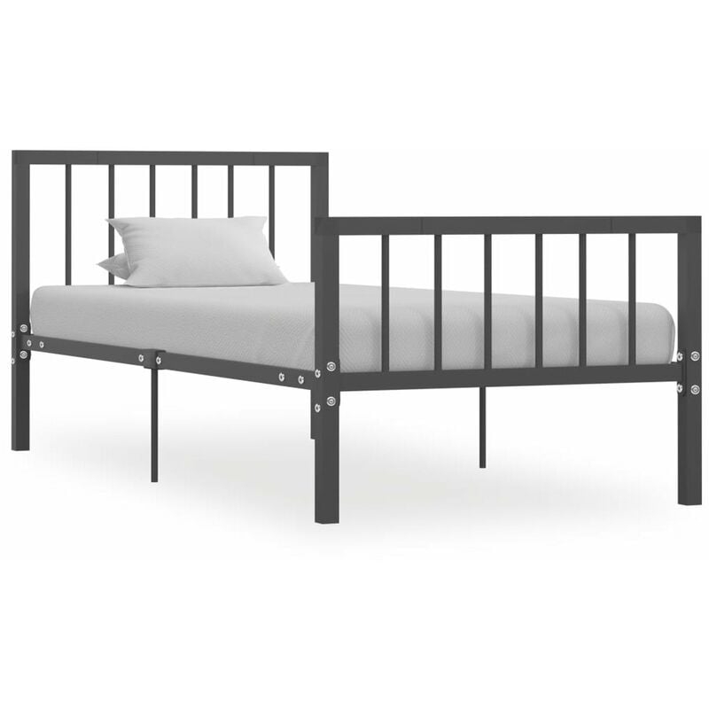 

Estructura de cama de metal gris 100x200 cm