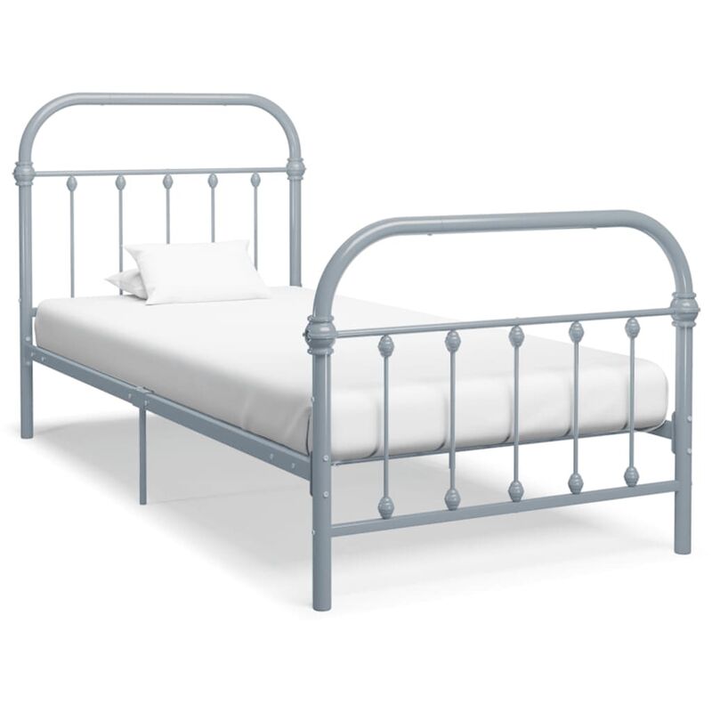 

Estructura de cama de metal gris 100x200 cm - Gris