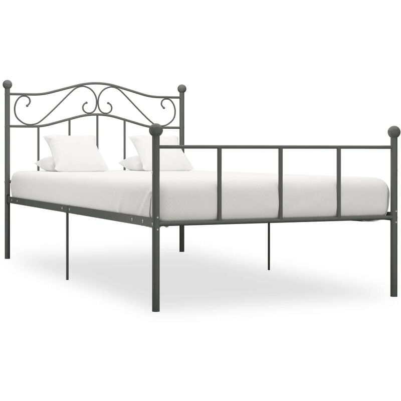 

Estructura de cama de metal gris 100x200 cm - Gris