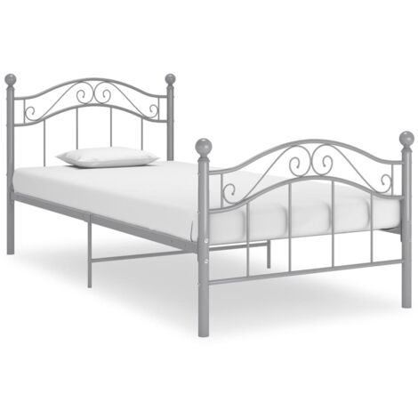 Estructura de cama de metal gris 90x200 cm