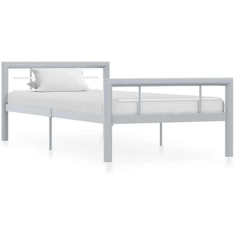 

Estructura de cama de metal gris y blanco 100x200 cm - Gris