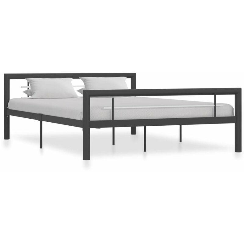 

Estructura de cama de metal gris y blanco 160x200 cm