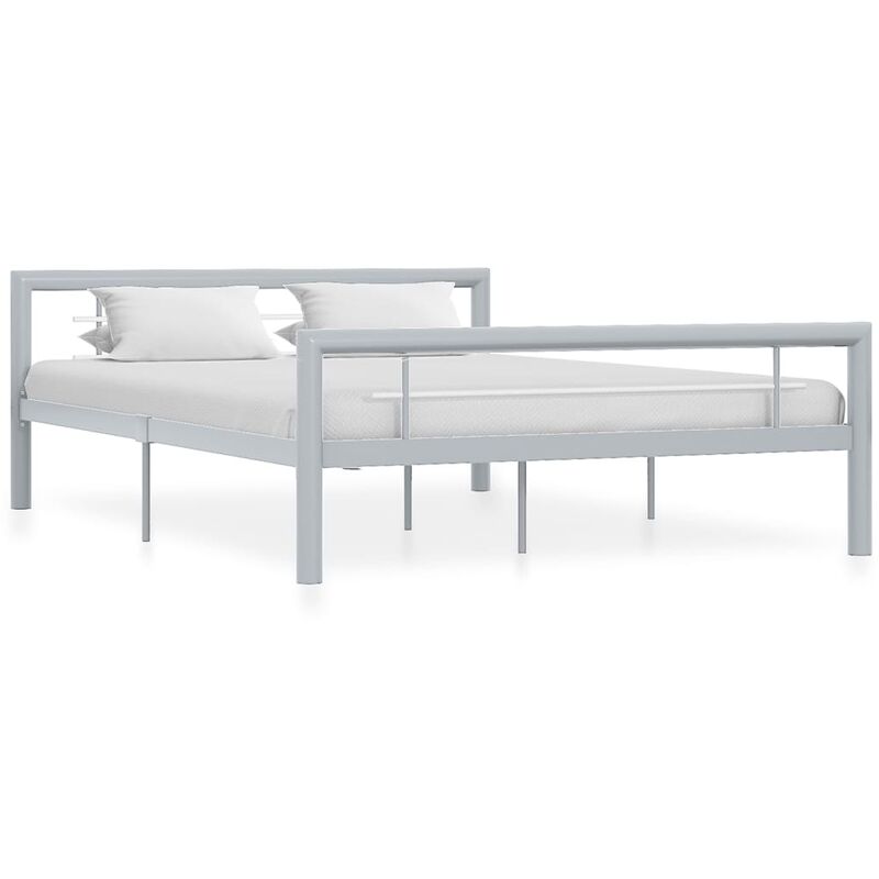 

Estructura de cama de metal gris y blanco 160x200 cm - Gris