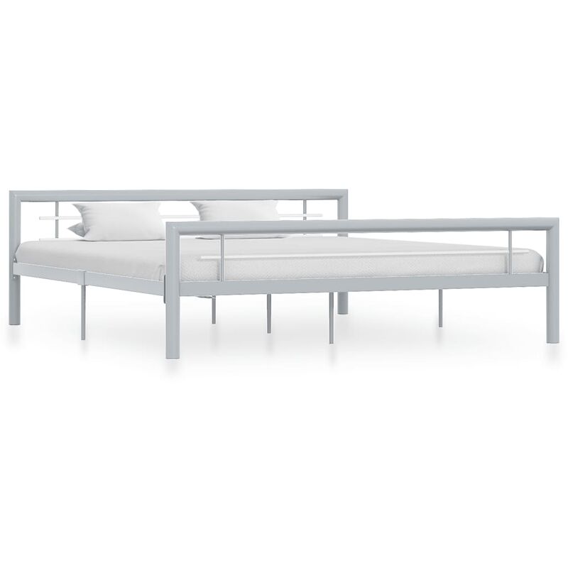 

Estructura de cama de metal gris y blanco 180x200 cm - Gris