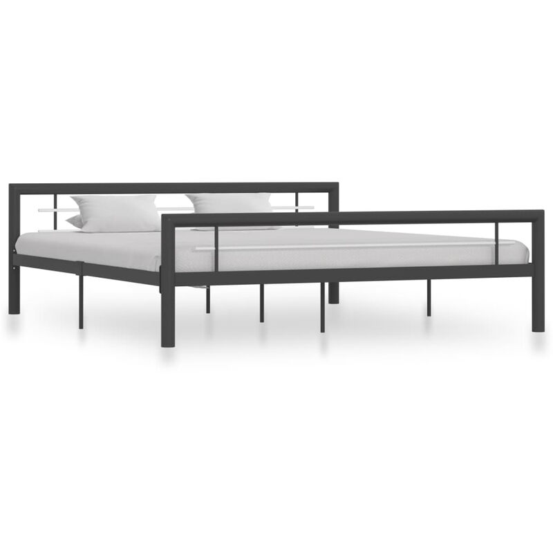 

Estructura de cama de metal gris y blanco 180x200 cm