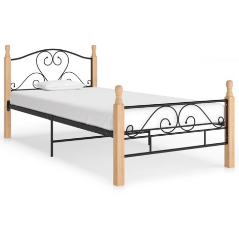 Estructura de cama de metal negro 90x200 cm