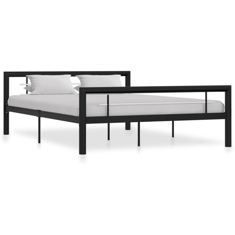

Estructura de cama de metal negro y blanco 160x200 cm