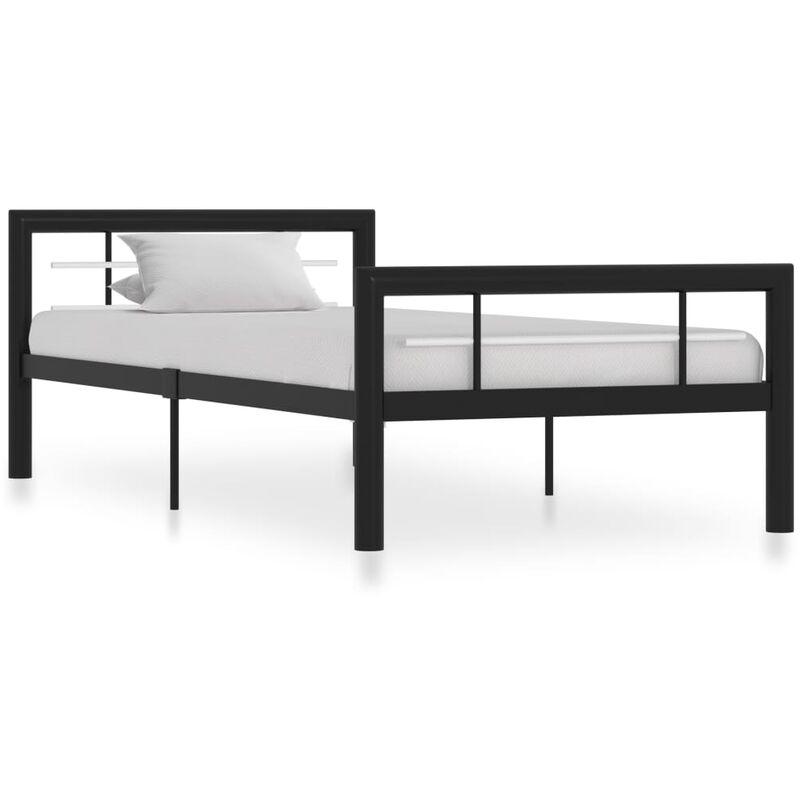 

Estructura de cama de metal negro y blanco 90x200 cm