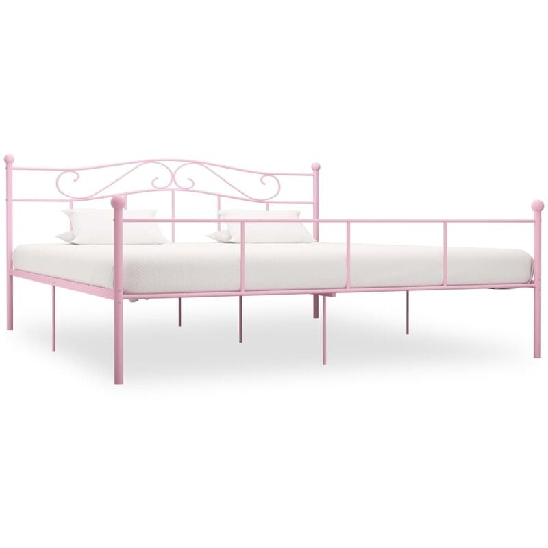 

Estructura de cama de metal rosa 200x200 cm