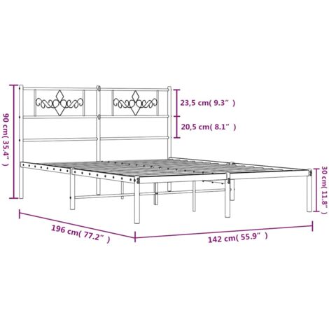 Estructura de cama de metal Vidaxl con cabecero, color blanco, 135 x 190 cm, cama de metal, fácil montaje