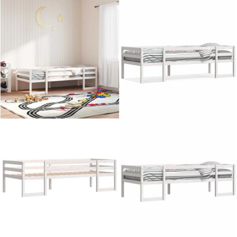 Estructura de cama de niños madera maciza pino blanco 75x190 cm - Estructura de cama - Madera maciza