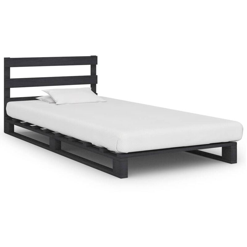 

Estructura de cama de palés madera maciza de pino gris 90x200cm
