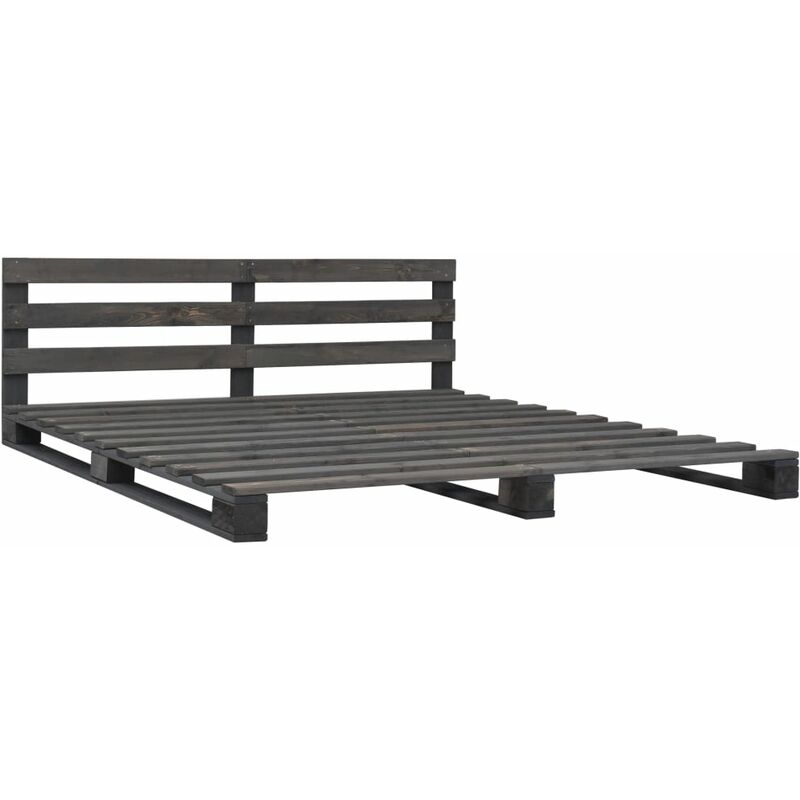 

Estructura de Cama de Palés Madera Maciza de Pino Gris 120x200 cm - Gris - Vidaxl