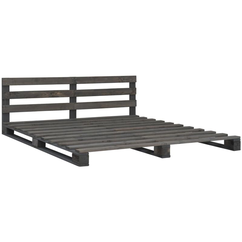 

Estructura de Cama de Palés Madera Maciza de Pino Gris 200x200 cm - Gris - Vidaxl