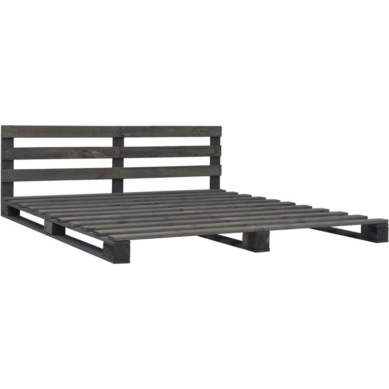 

Estructura de Cama de Palés Madera Maciza de Pino Gris 140x200 cm - Gris - Vidaxl