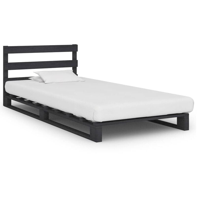 

Estructura de cama de palés madera maciza pino gris 100x200 cm