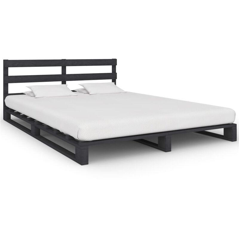 

Estructura de cama de pales madera maciza pino gris 140x200 cm