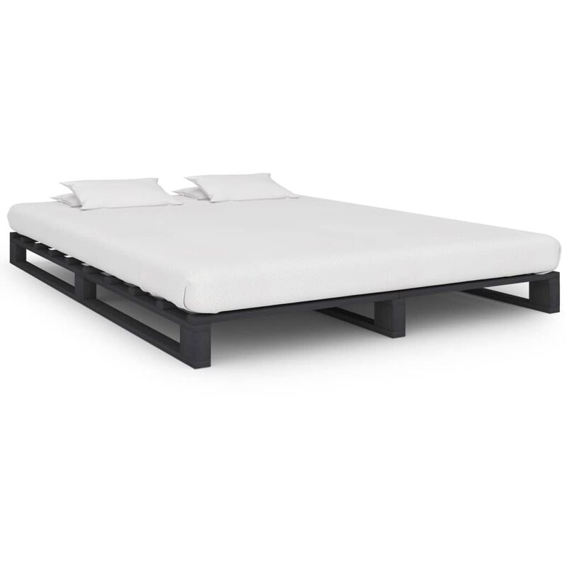 

Asupermall - Estructura de cama de pales madera maciza pino gris 140x200 cm