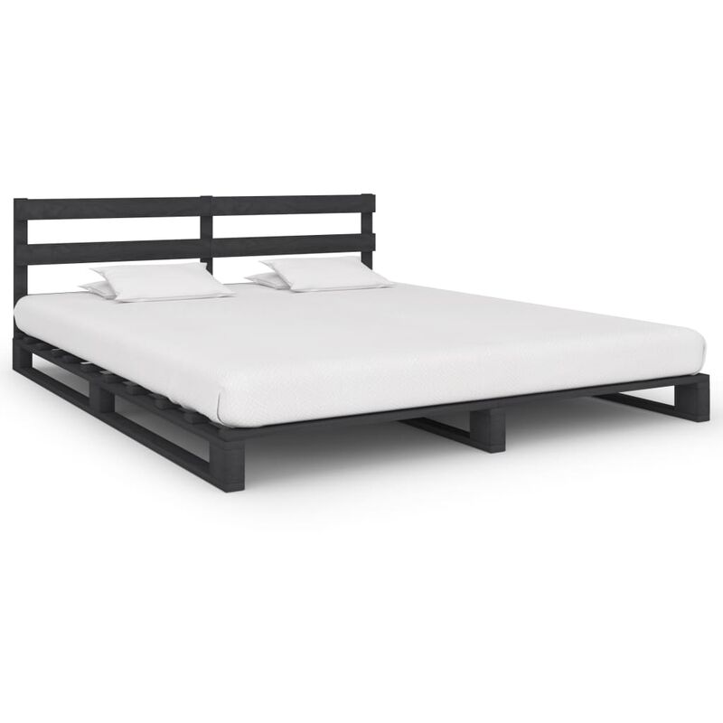 

Estructura de cama de palés madera maciza pino gris 160x200 cm