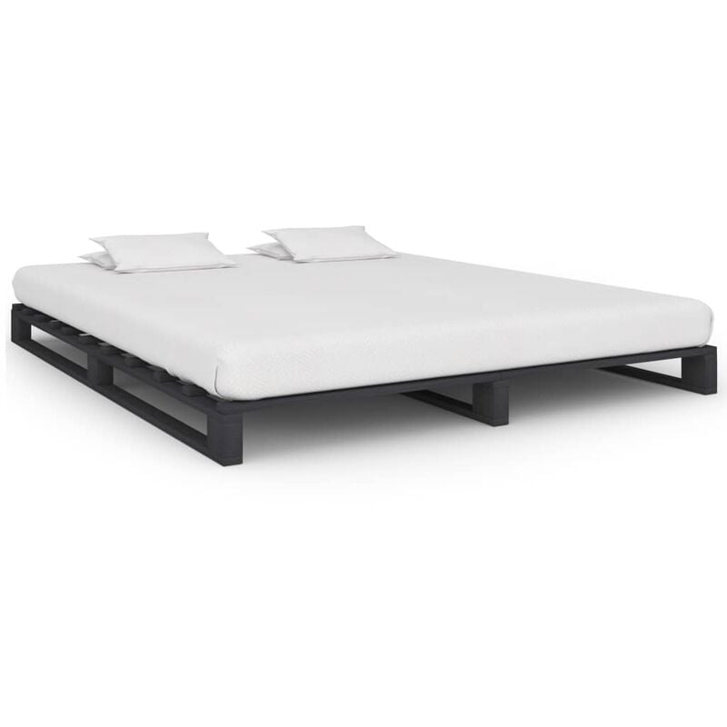 

Estructura de cama de palés madera maciza pino gris 160x200 cm