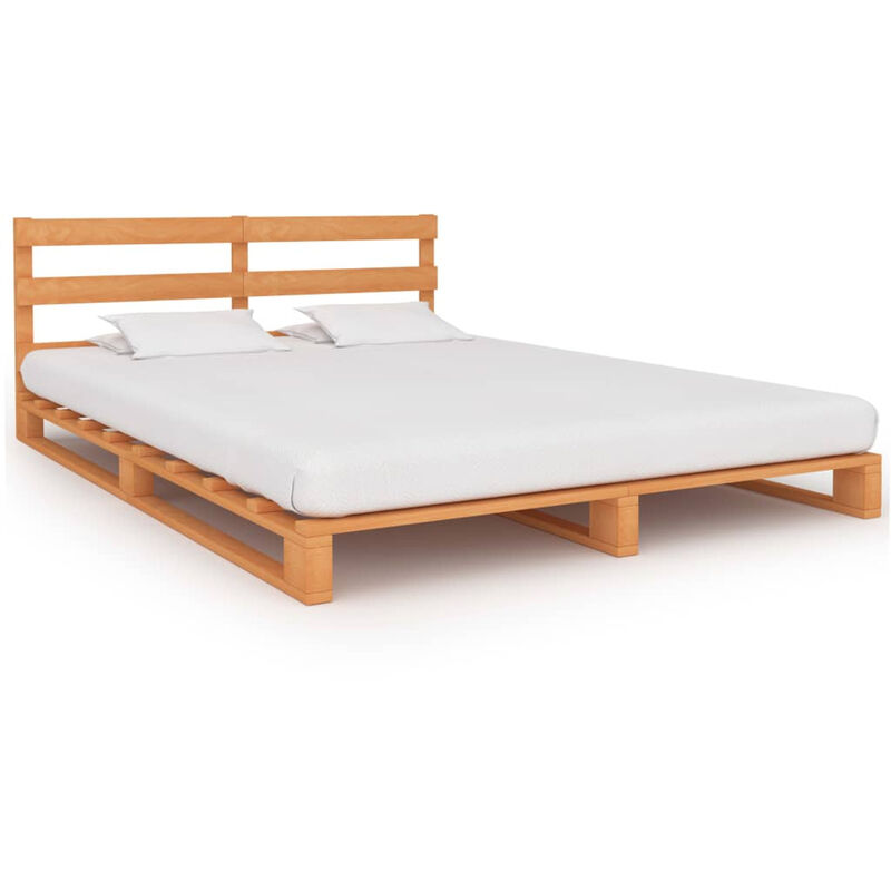 

Estructura de cama de pales madera maciza pino marron 120x200cm