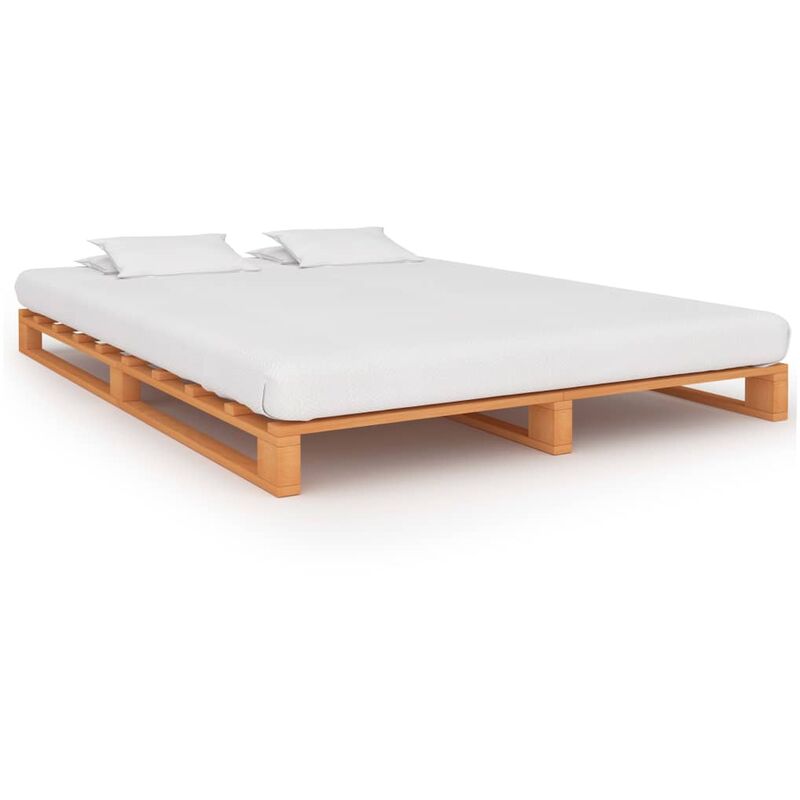 

Estructura de cama de pales madera maciza pino marron 140x200cm