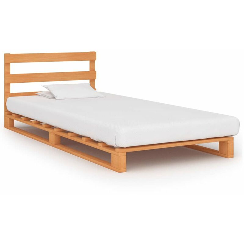 

Estructura de cama de pales madera maciza pino marron 90x200 cm